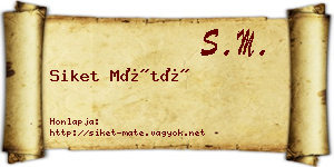 Siket Máté névjegykártya